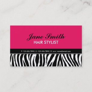 Moderne eslegant Zebra Print Hair Stylist Hot Pink Visitekaartje
