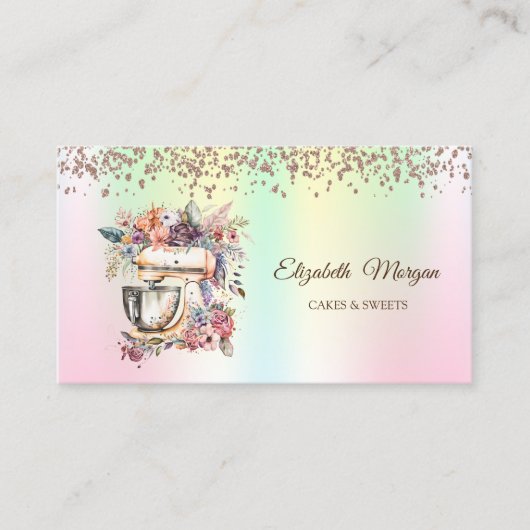 Moderne eslegante cupcake, Sweets, bakkerij hologr Visitekaartje (Voorkant)