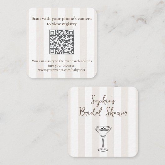 Moderne Espresso Martini Vrijgezellenfeest QR-code Informatiekaartje (Voorkant / Achterkant)