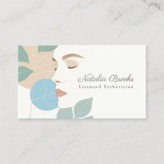 Moderne Estheetician Botanische Gezicht Businesska Kortingskaartje