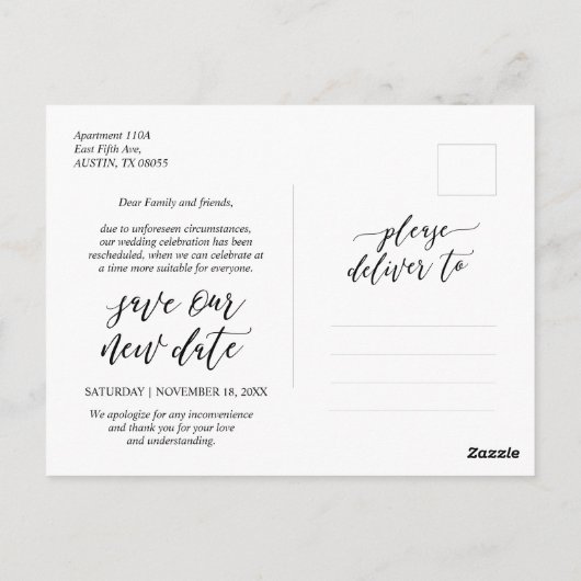 Moderne esthesie, verander de datum, Partij uitges Briefkaart (Achterkant)