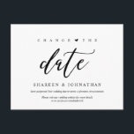 Moderne esthesie, verander de datum, Partij uitges Briefkaart<br><div class="desc">Dit is het moderne esthetische ontwerp dat,  in Zwarte doopvont,  de partijuitnodiging van de Wedding Hercheduled (uitgesteld/uitgesteld) briefkaart (verander de datum) wordt besproken. Het is de perfecte en elegante manier om de uitnodiging aan je vrienden en familie opnieuw bekend te maken.</div>