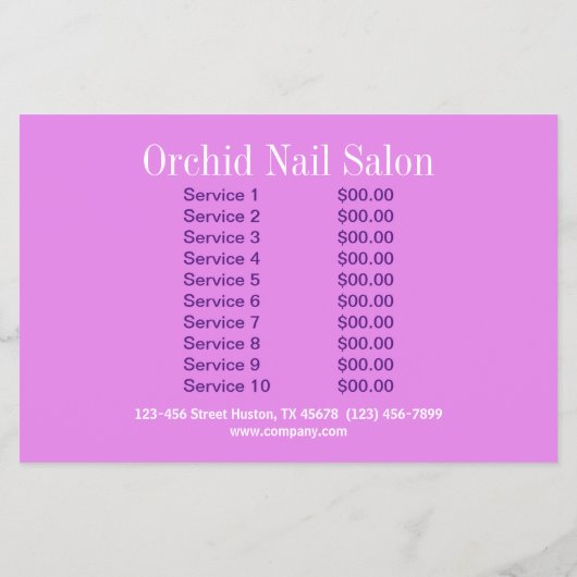 Moderne Esthetician SPA Nagelstudio Prijslijsten Flyer (Achterkant)