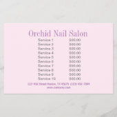 Moderne Esthetician SPA Nail Salon prijslijsten Flyer (Achterkant)