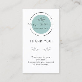 Moderne estheticus stylist spa klant dank u visitekaartje