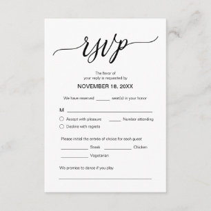 Moderne esthetiek, bruiloft diner RSVP, Reageren Informatiekaartje