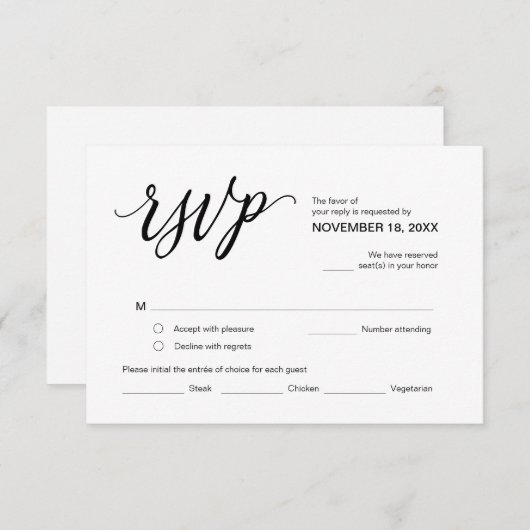 Moderne esthetiek, feest RSVP, Reageer Informatiekaartje (Voorkant / Achterkant)