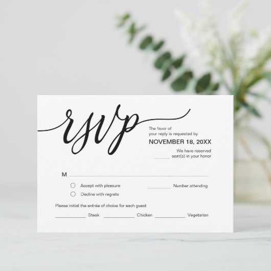 Moderne esthetiek, verjaardagsfeest RSVP, Reageer Informatiekaartje (Staand voorkant)