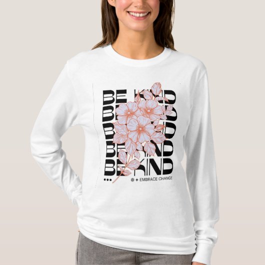 Moderne esthetische bloemen T-shirt met lange mouw (Voorkant)