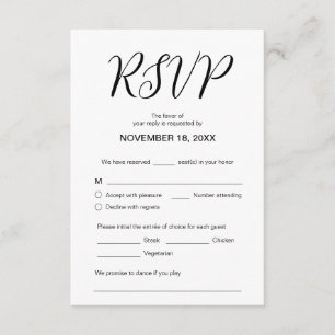 Moderne esthetische, bruiloft-innerlijke RSVP, rea Informatiekaartje
