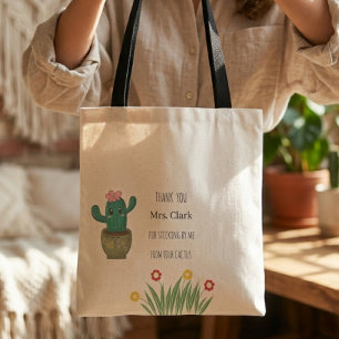 Moderne esthetische cactus minimale leraren cadeau tote bag
