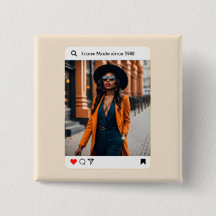 Moderne esthetische foto instagram stijlvol vierkante button 5,1 cm