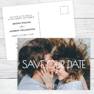 Moderne esthetische fototrouwdag Save The Date Briefkaart