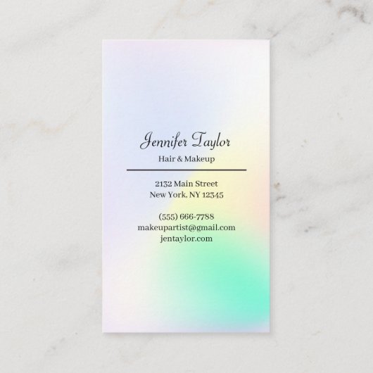 Moderne esthetische holografische gradiënt minimaa visitekaartje (Achterkant)