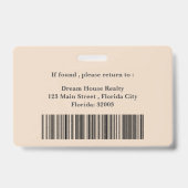 Moderne esthetische makelaar onroerend goed naam badge (Achterkant)