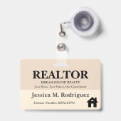 Moderne esthetische makelaar onroerend goed naam badge (Voorkant met intrekbare clip)