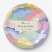 Moderne esthetische pastel lente pensionering part papieren bordje (Voorkant)