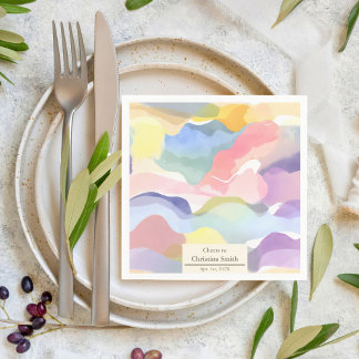 Moderne esthetische pastel lente pensionering part servet