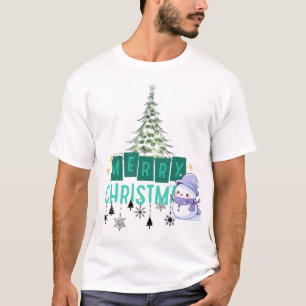 Moderne esthetische Schattigee sneeuwman & Blauwgr T-shirt
