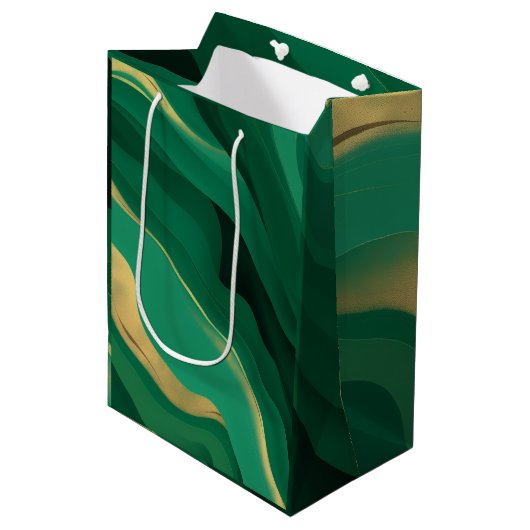 Moderne esthetische smaragd luxe medium cadeauzakje (Voorkant Gekanteld)