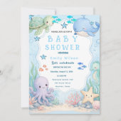 Moderne Esthetische Strand Baby Shower Uitnodiging (Voorkant)