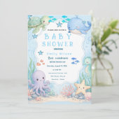 Moderne Esthetische Strand Baby Shower Uitnodiging (Staand voorkant)