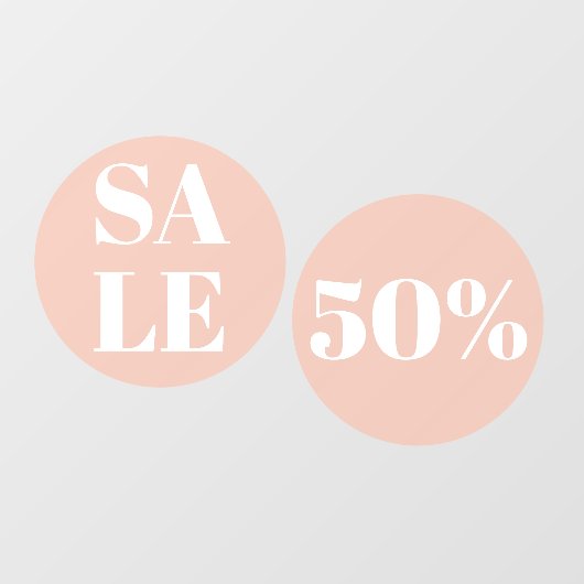 Moderne etalage uitverkoop pastelroze raamsticker (Vel)