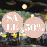 Moderne etalage uitverkoop pastelroze raamsticker<br><div class="desc">Moderne etalage uitverkoop pastelroze</div>