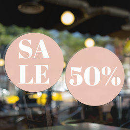 Moderne etalage uitverkoop pastelroze raamsticker