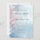 Moderne etherische glazen gloed bloemenbruiloft kaart (Voorkant)