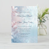 Moderne etherische glazen gloed bloemenbruiloft kaart (Staand voorkant)