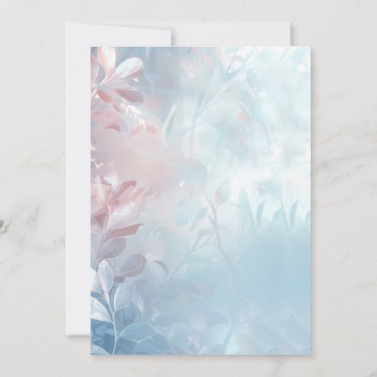 Moderne etherische glazen gloed bloemenbruiloft kaart (Achterkant)