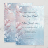 Moderne etherische glazen gloed bloemenbruiloft kaart (Voorkant / Achterkant)