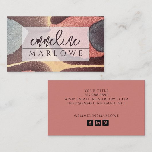 Moderne Etherische Waterverf Iridescentie Visitekaartje (Voorkant / Achterkant)