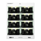 Moderne etiketten met perzikkleurige en zwarte kar (Full Sheet)