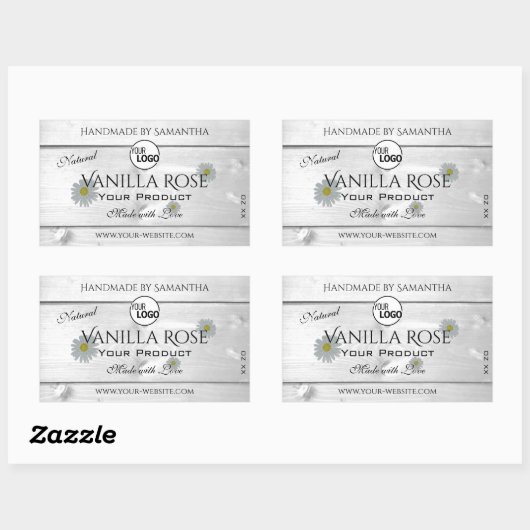 Moderne etiketten met witte houtkorrels Florale Lo (Vel)