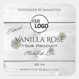 Moderne etiketten met witte houtkorrels Florale Lo