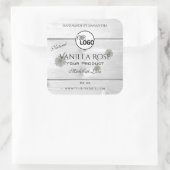 Moderne etiketten met witte houtkorrels Florale Lo (Tas)