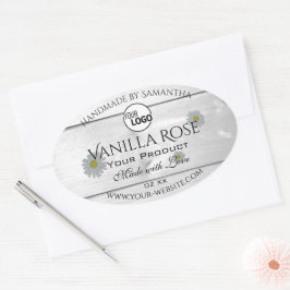 Moderne etiketten met witte houtkorrels Florale Lo