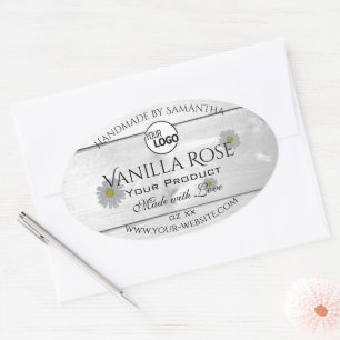 Moderne etiketten met witte houtkorrels Florale Lo