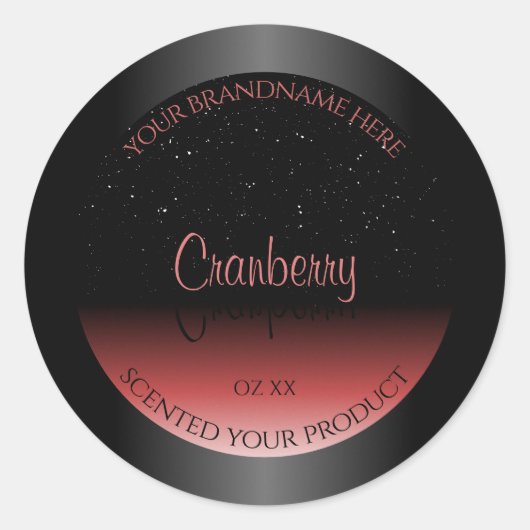 Moderne etiketten met zwarte en rode Ombre Glitter (Voorkant)