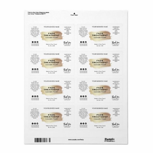 Moderne etiketten voor witte en goudbehandeling (Full Sheet)