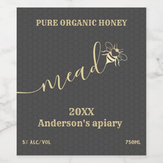Moderne etikettering van honingbijenvlees van honi wijn etiket (Enkel label)