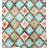 Moderne etnische Kilim Mosaic Pattern-Waterverf Douchegordijn (Voorkant)
