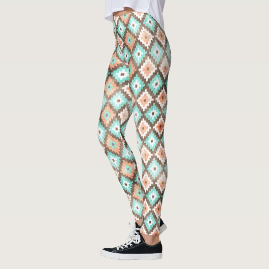Moderne etnische Kilim Mosaic Pattern-Waterverf Leggings (Links)