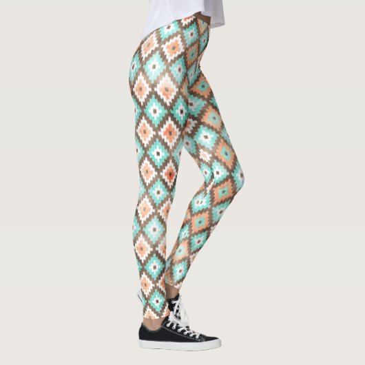 Moderne etnische Kilim Mosaic Pattern-Waterverf Leggings (Rechts)