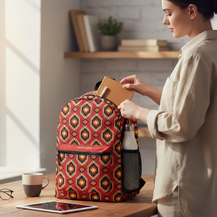 Moderne etnische patroon gepersonaliseerde naam bedrukte rugzak