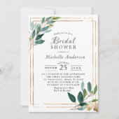 Moderne Eucaliptus Gold Bruids Douche Uitnodiging (Voorkant)