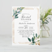 Moderne Eucaliptus Gold Bruids Douche Uitnodiging (Staand voorkant)