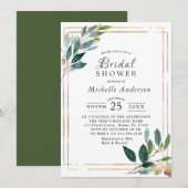 Moderne Eucaliptus Gold Bruids Douche Uitnodiging (Voorkant / Achterkant)